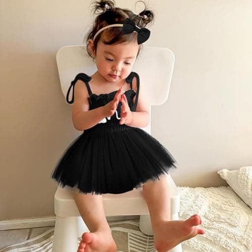 TITKKOP Baby Girl 1st Birthday Tulle Romper Sleeveless Bodysuit