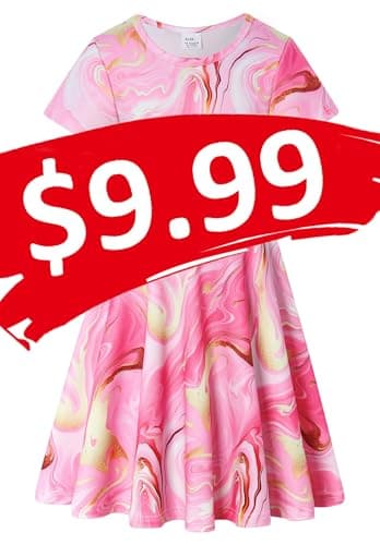 RAISEVERN Toddler Girls Short Sleeve Casual Midi Sundress 4-9T