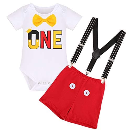 IBTOM CASTLE Baby Boys First Birthday Cake Smash Outfit Gentleman Tuxedo Clothes Set