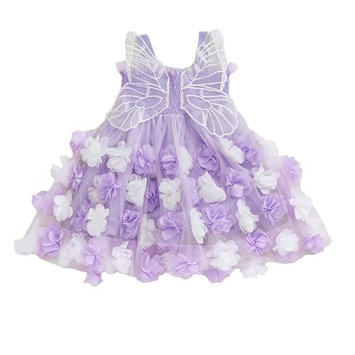 ZINTAOZT Toddler Butterfly Wings Sleeveless Skirt Birthday Party Tutu Dress