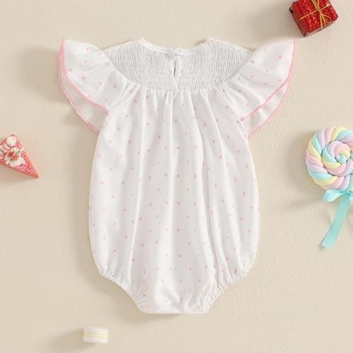XKwyshop Baby Girl 1st Birthday Outfit 1 Year Old Smocked Bubble Romper