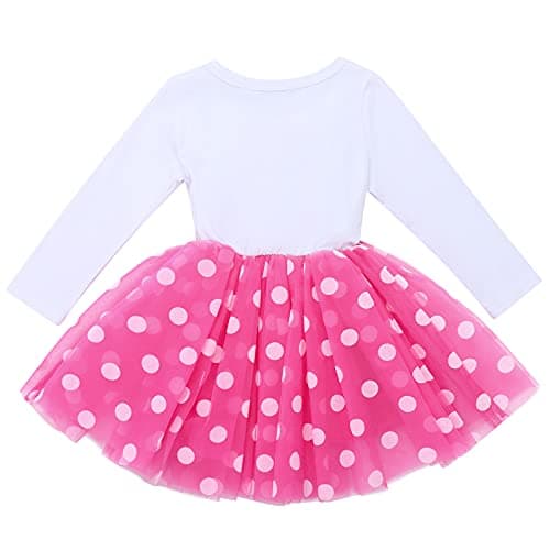Baby Girl 1st 2nd 3rd Birthday Mouse Dress Polka Dots Tutu Skirt Cake Smash Long Sleeve Clothes - IMEKIS