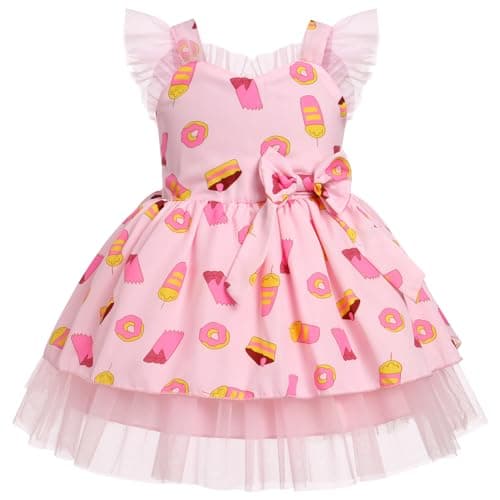 Toddler Girls Birthday Party Dress for Cake Smash with Cow and Strawberry Theme