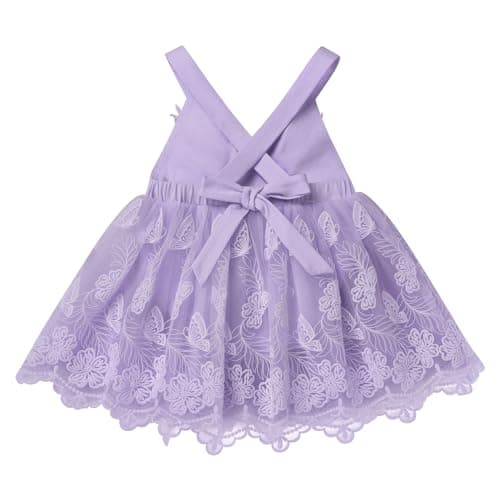 IMEKIS Newborn Baby Girl 1st Birthday Butterfly Lace Romper Dress