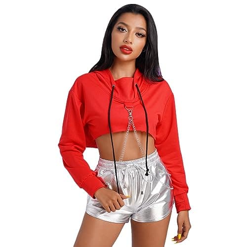 ABAFIP Women's Rave Gothic Crop Top Hoodie