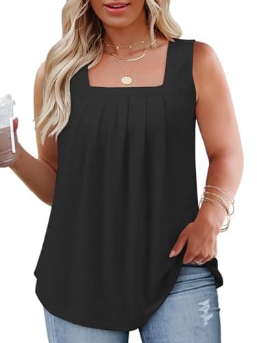 Flowy Square Neck Tank Tops for Women XL-5XL
