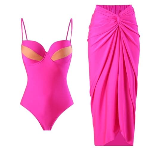 Women's One-Piece Swimsuit with Cover-up Sarong - Beach Outfit
