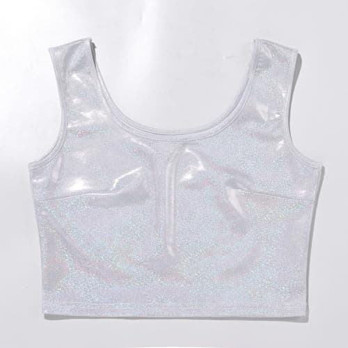 ABAFIP Women's Shiny Crop Top & High-Low Skirt Music Festival Outfit Set