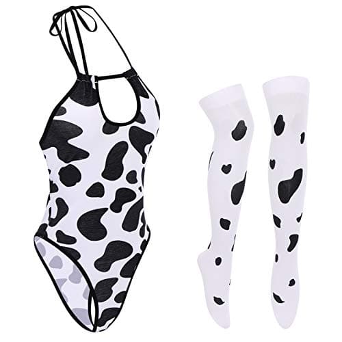 IMEKIS Women's Anime Cow Maid Lolita Cosplay Kawaii Costume Set