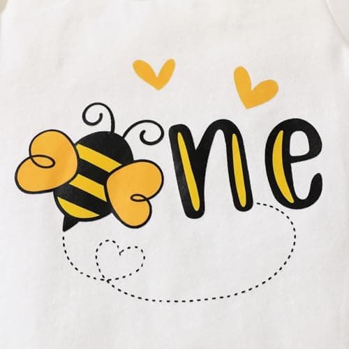 HAPPYMA Bee Sunflower Romper Tulle Tutu 1st Birthday Outfit