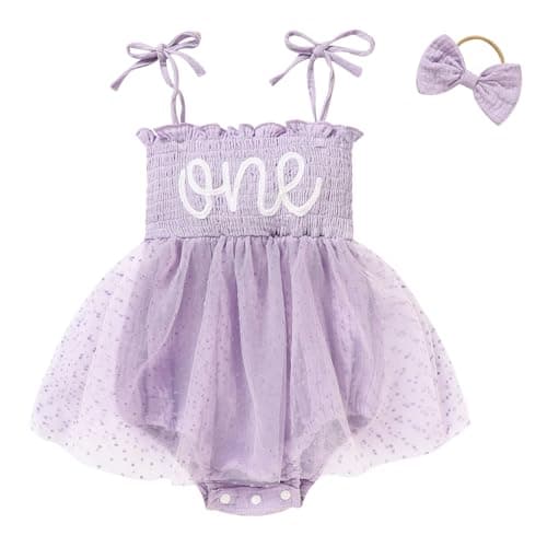 TITKKOP Baby Girl 1st Birthday Tulle Romper Sleeveless Bodysuit