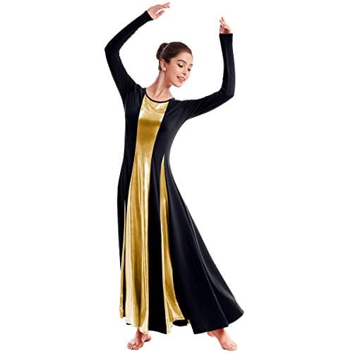IMEKIS Women's Metallic Liturgical Dance Dress for Church Worship Costume