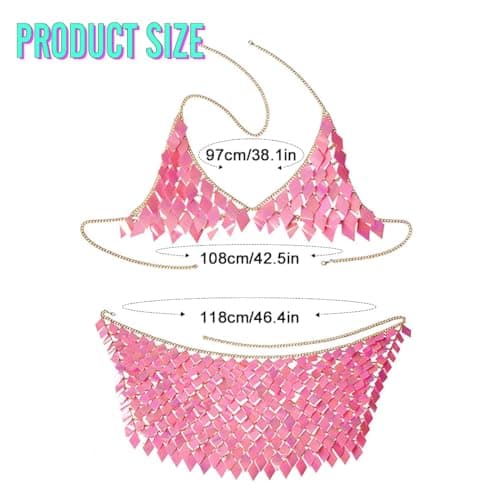 Sassy Body Chain Set with Tassel Skirt and Crop Top for Women and Girls