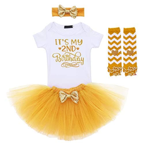 OBEEII 1/2 Birthday Girl Outfit with Tutu Skirt & Leg Warmers