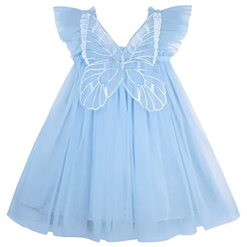 AGQT Baby Girls Butterfly Print Tulle Tutu Sundress 6M-6T