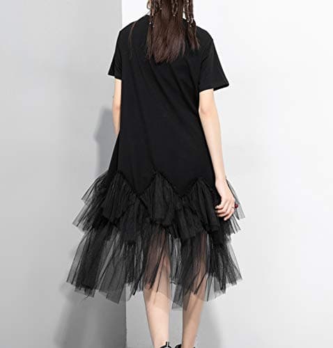ellazhu Women's Short Sleeve Oversized Tulle Dress