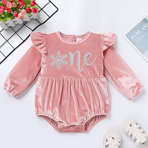 IBTOM CASTLE Baby Girl Velvet Romper Bow Headband Christmas Outfit