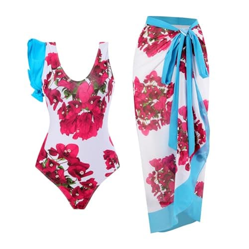 Women's One-Piece Swimsuit with Cover-up Sarong - Beach Outfit
