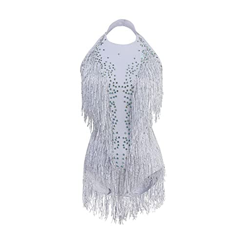 White Sparkle Rhinestone Bodysuit for Women Drag Queen Outfit - Dance Costume