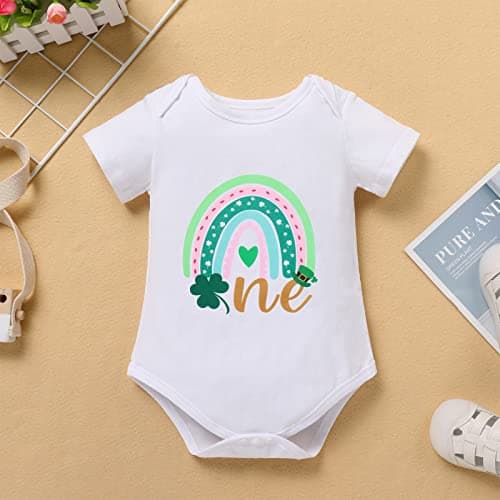 IMEKIS Boho Rainbow Romper & Leprechaun Skirt Set for Baby Girl