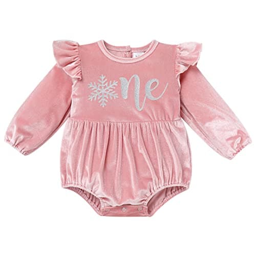 FYMNSI Solid Color Velvet Romper for Baby Girl Fall Birthday Outfit