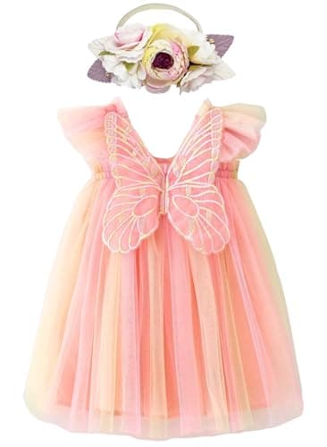 BGFKS Butterfly Wing Tutu Dress for Baby Girl,Toddler Princess with Headband
