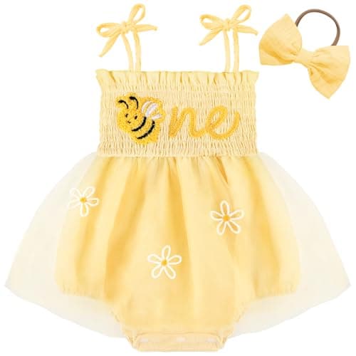 HONGTEYA Baby Girl 1st Birthday Outfit Lace Romper Summer Dress