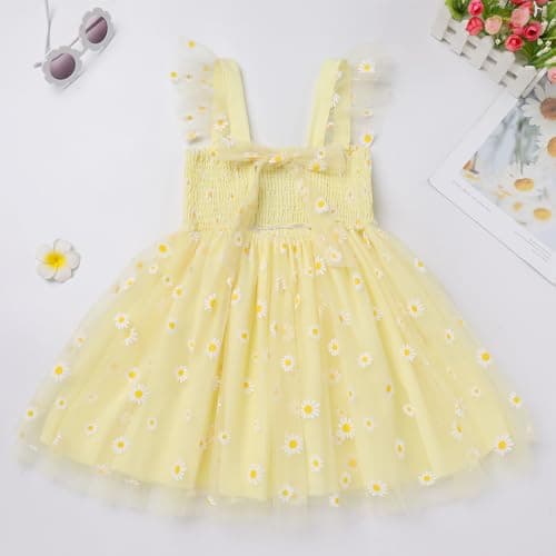 IMEKIS Toddler Girls Boho Backless Floral Confetti Formal Tulle Dress
