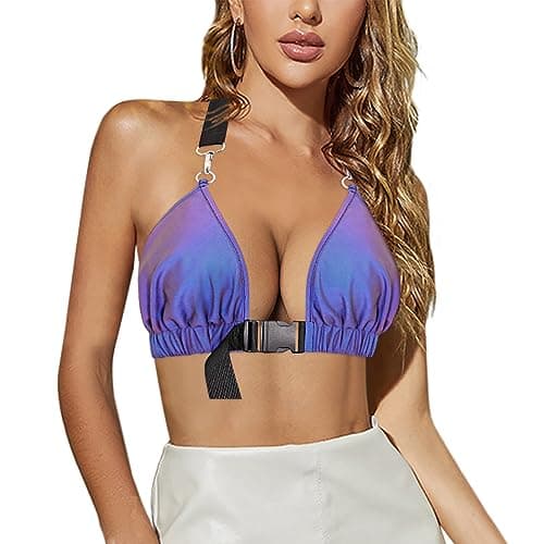 Reflective Crop Top for Women, Festival Rave Outfits and Girls Club Tank Vest