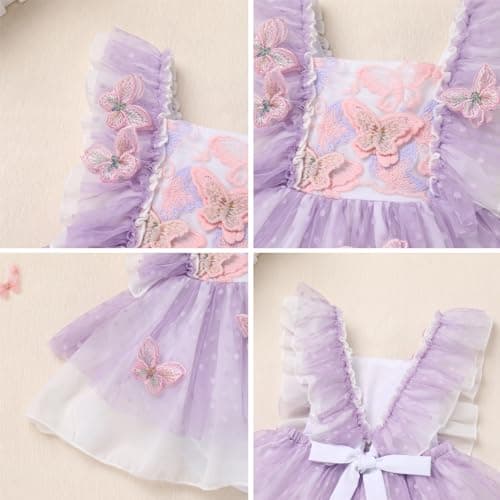 Baby Girls' 1st Birthday Butterfly Outfit: Boho Romper Dress with Headband for Cake Smash Photo Shoot