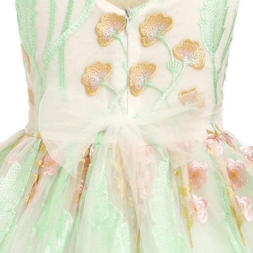 IMEKIS Girls Embroidered Flower Sleeveless Tulle Party Dress 3-10T