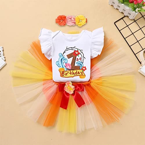 Pineapple 1st Birthday Outfit for Baby: Flamingo Luau Tutu Skirts and Boho Headband