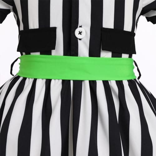 Toddler Girls' 50s Halloween Costume Set: Black and White Striped Dress with Headband