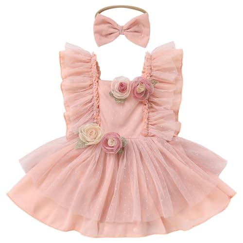 Baby Girls' 1st Birthday Butterfly Outfit: Boho Romper Dress with Headband for Cake Smash Photo Shoot