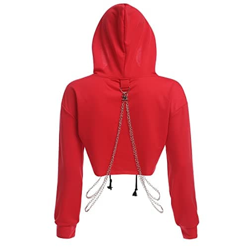 ABAFIP Women's Rave Gothic Crop Top Hoodie