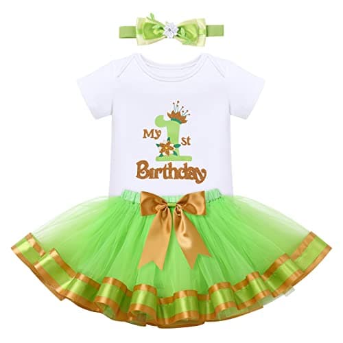 ODASDO Baby Girl's First Birthday Outfit with Flower Print Romper & Tutu Skirt Set