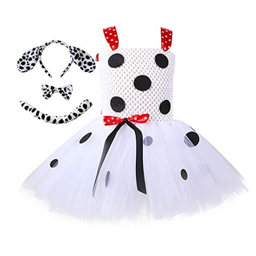 Dalmatian Dog Milk Cow Costume Tutu Dress with Headband for Baby Girls