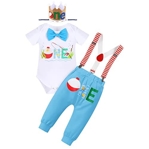 Baby Boy Fishing 1st Birthday Outfit
