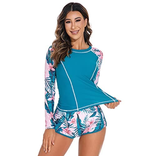 Women's Floral Print Rash Guard Swimwear Set