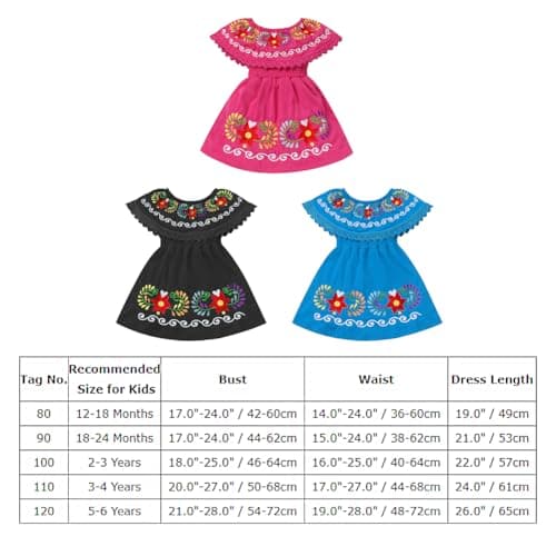 Traditional Mexican Embroidered Floral Dress for Toddler Girls