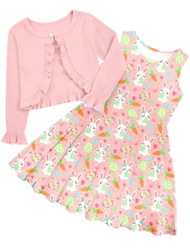 Goodstoworld Toddler Girl Fall Outfits: Sleeveless Dresses & Long Sleeve Cardigan 2-8T