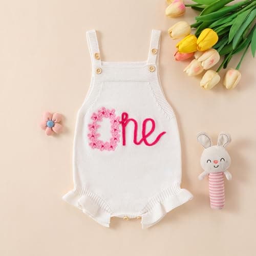 IMEKIS Boho Baby 1st Birthday Outfit Sweater Romper Overalls