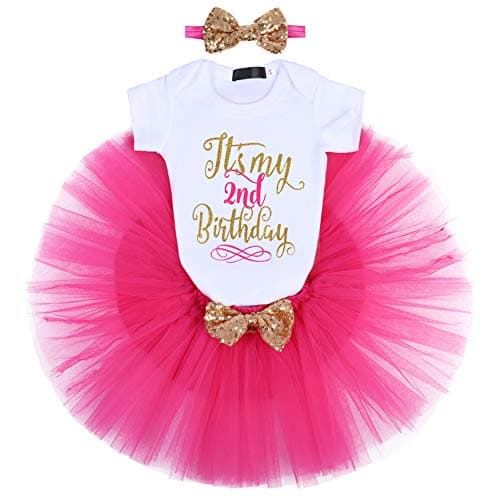 ODASDO Baby Girl Birthday Cake Smash Tutu Dress Romper 3pcs Set