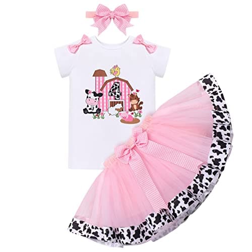 IMEKIS Baby Girl 1st Birthday Outfit with Romper and Tutu Skirt