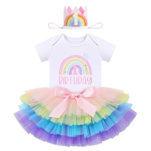 ODASDO Boho Rainbow Birthday Cake Smash Outfit Set