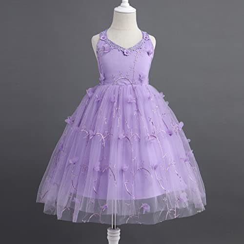 IDOPIP Backless Tulle Flower Girl Dress for Princess Birthday Weddings Bridesmaids