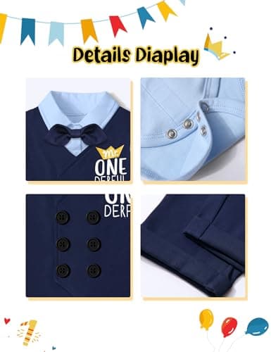Mr Onederful 1st Birthday Boy Outfit 5Pcs Suit
