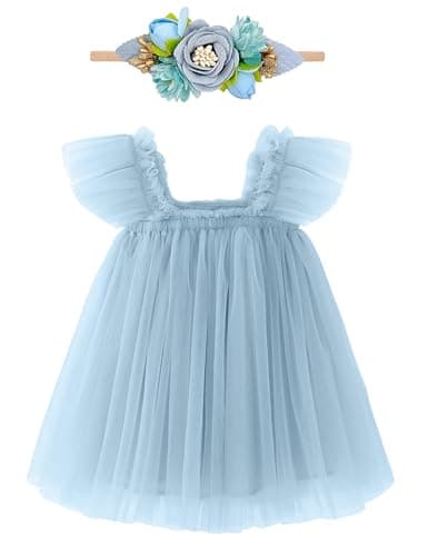 ANHDM Baby Girl First Birthday Cake Smash Outfit with Flower Headband