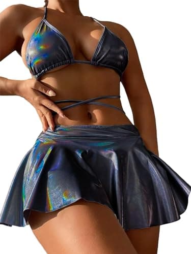 Metallic Bikini Sets for Women - DaiLiWei 3 Piece Triangle Swimsuits