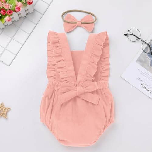 IBTOM CASTLE Baby First Birthday Sleeveless Corduroy Romper Cake Smash Outfit